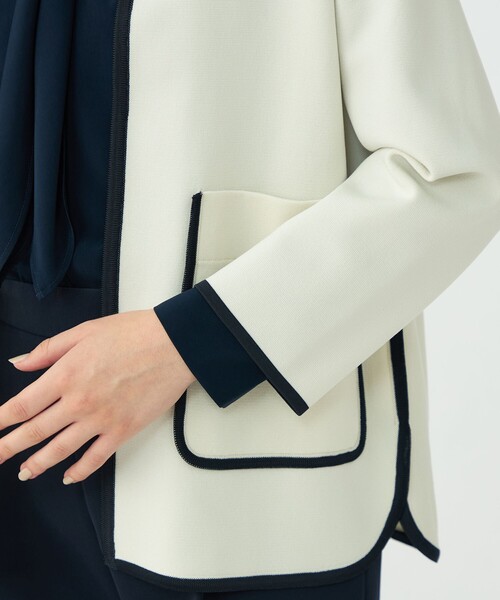 BALLSEY（ボールジィ）の「ミラノリブ 2ポケットカーディガン（カーディガン/ボレロ・レディース・ホワイト/ネイビー・S）」の9枚目の写真