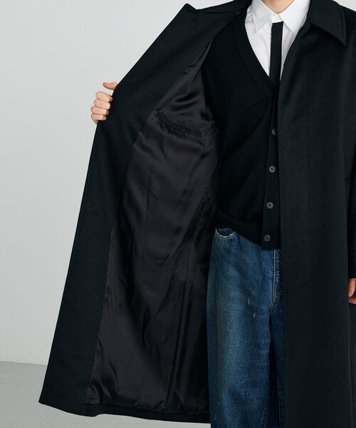 ヴィンテージ ユーズド 古着 カシミヤ混 ステンカラーコート 黒 モード ヴィンテージ ユーズド 古着 カシミヤ混 ステンカラーコート 黒 モード