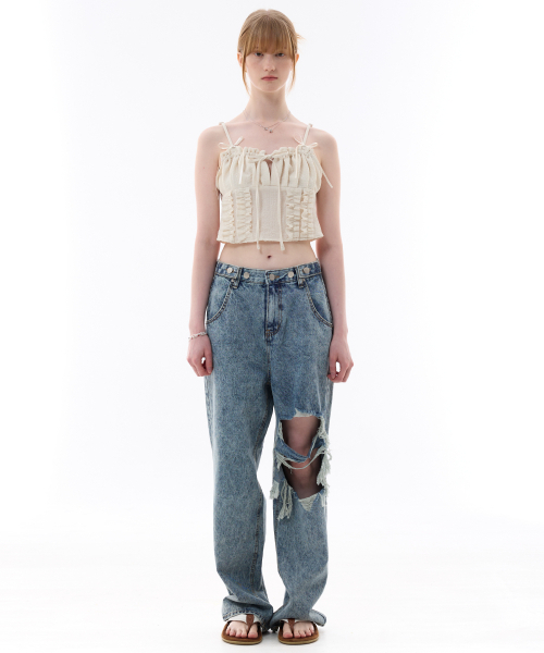 ARI（アリ）の「GAGA RIBBON BUSTIER / BEIGE（シャツ/ブラウス・レディース・ベージュ・FREE）」の2枚目の写真