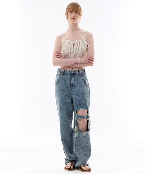 ARI（アリ）の「GAGA RIBBON BUSTIER / BEIGE（シャツ/ブラウス・レディース・ベージュ・FREE）」の4枚目の写真