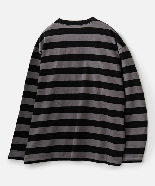 VASTIC(バスティック)の「テキストストライプロングスリーブ_ブラック/チャコール(Tシャツ/カットソー・メンズ・その他・MEDIUM/LARGE)」の2枚目の写真