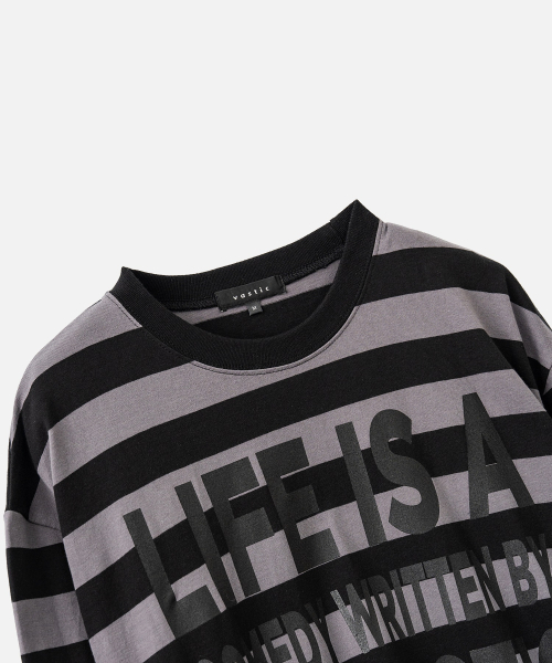 VASTIC(バスティック)の「テキストストライプロングスリーブ_ブラック/チャコール(Tシャツ/カットソー・メンズ・その他・MEDIUM/LARGE)」の3枚目の写真