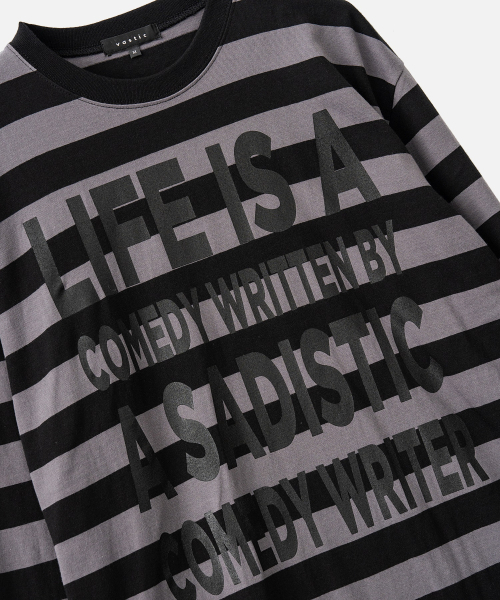 VASTIC(バスティック)の「テキストストライプロングスリーブ_ブラック/チャコール(Tシャツ/カットソー・メンズ・その他・MEDIUM/LARGE)」の5枚目の写真