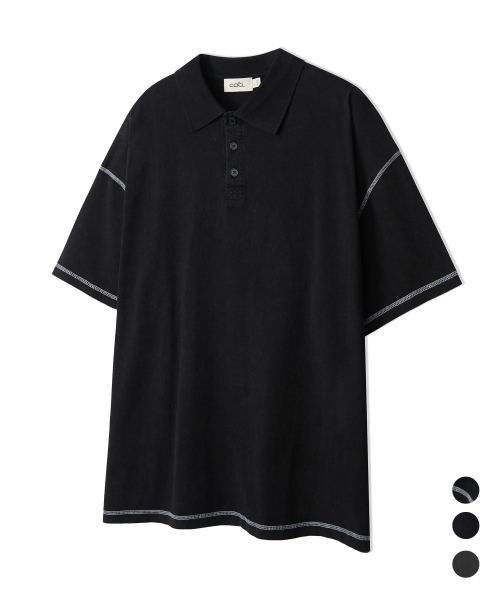 COSTUME O’CLOCK(コスチュームオクロック)の「ピグメント切開カラーショートスリーブTシャツ3 COLOR COOSTS258(ポロシャツ・メンズ・ブラック/ダークグレー/ブラック×ホワイト・MEDIUM/LARGE/SMALL)」の4枚目の写真