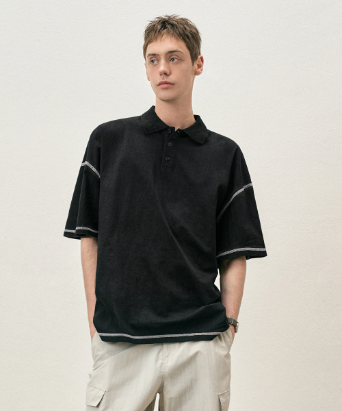 COSTUME O’CLOCK(コスチュームオクロック)の「ピグメント切開カラーショートスリーブTシャツ3 COLOR COOSTS258(ポロシャツ・メンズ・ブラック/ダークグレー/ブラック×ホワイト・MEDIUM/LARGE/SMALL)」の11枚目の写真