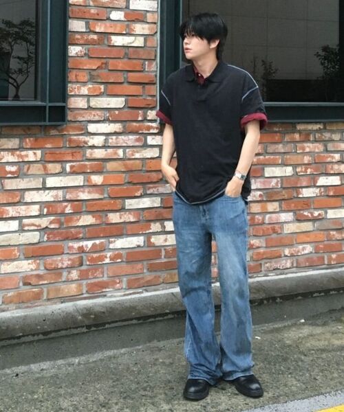 COSTUME O’CLOCK(コスチュームオクロック)の「ピグメント切開カラーショートスリーブTシャツ3 COLOR COOSTS258(ポロシャツ・メンズ・ブラック/ダークグレー/ブラック×ホワイト・MEDIUM/LARGE/SMALL)」の8枚目の写真