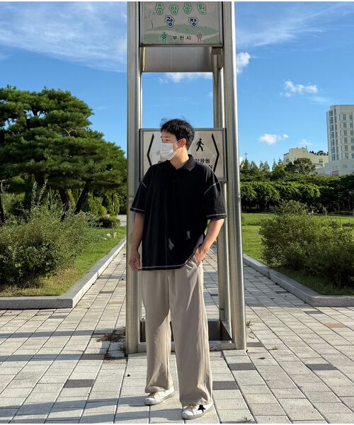 COSTUME O’CLOCK(コスチュームオクロック)の「ピグメント切開カラーショートスリーブTシャツ3 COLOR COOSTS258(ポロシャツ・メンズ・ブラック/ダークグレー/ブラック×ホワイト・MEDIUM/LARGE/SMALL)」の20枚目の写真