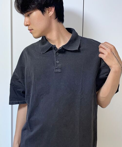 COSTUME O’CLOCK(コスチュームオクロック)の「ピグメント切開カラーショートスリーブTシャツ3 COLOR COOSTS258(ポロシャツ・メンズ・ブラック/ダークグレー/ブラック×ホワイト・MEDIUM/LARGE/SMALL)」の15枚目の写真