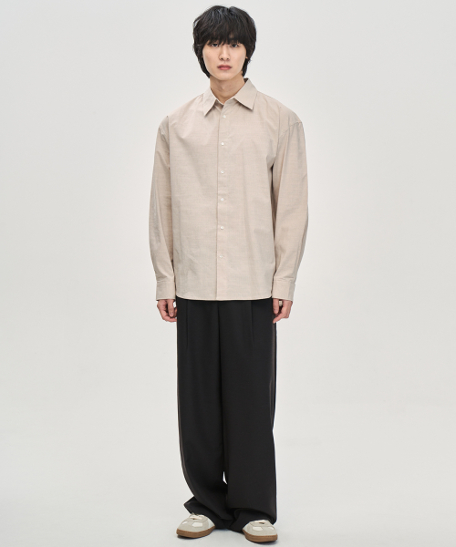PRAIRIE(KR)(プレーリー)の「コンフォートシャドウストライプシャツ(ベージュ)(シャツ/ブラウス・メンズ・ベージュ・MEDIUM/LARGE)」の5枚目の写真
