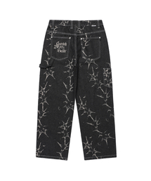 Cavish（カビシ）の「PRINTED CARPENTER DENIM PANTS BLACK(CV2FSUD110A)（デニムパンツ）」