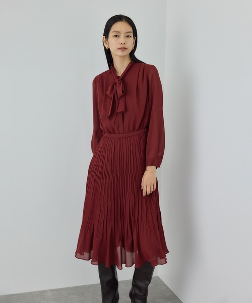 ROPE'（ロペ）の「ジョーゼットシフォンプリーツワンピース/26SS（ワンピース・レディース・ベージュ/ネイビー/ワイン・36/38）」の21枚目の写真