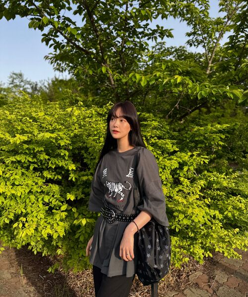 A NOTHING(アナッシング)の「MU-WI PRT. BOX 1/2 TEE(チャコール)(Tシャツ/カットソー・メンズ・その他・MEDIUM/LARGE)」の7枚目の写真