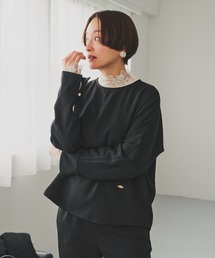 PUAL CE CIN | 【セットアップ対応】ハンド風ステッチストレッチジョーゼットプルオーバーブラウス(シャツ/ブラウス)