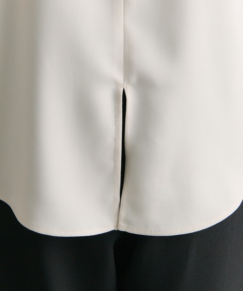 PUAL CE CIN（ピュアルセシン）の「【セットアップ対応】ハンド風ステッチストレッチジョーゼットプルオーバーブラウス（シャツ/ブラウス・レディース・ブラック/アイボリー・FREE）」の14枚目の写真