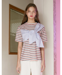ストライプカラーTシャツレッド