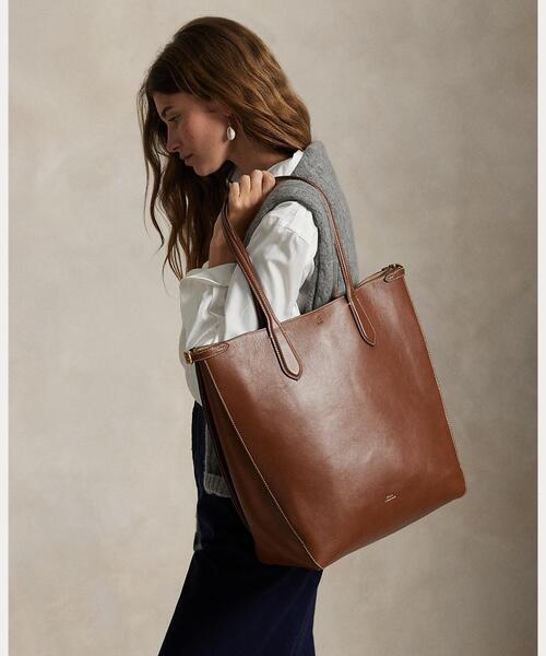 POLO RALPH LAUREN(ポロ ラルフ ローレン)の「Bellport レザー ノースサウス トート(トートバッグ・レディース・ブラウン・ONE)」の6枚目の写真