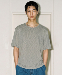 BALLUTE（バリュート）の「SLUB U-NECK HALF CROP T-SHIRTS (OLIVE)（Tシャツ/カットソー）」