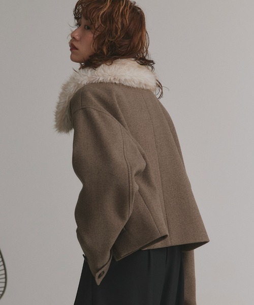 ad thie(アドティエ)の「ファーカラー フェイクウールジャケット(その他アウター・レディース・ベージュ/ブラウン/杢グレー・FREE)」の21枚目の写真