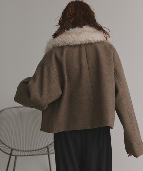 ad thie(アドティエ)の「ファーカラー フェイクウールジャケット(その他アウター・レディース・ベージュ/ブラウン/杢グレー・FREE)」の22枚目の写真