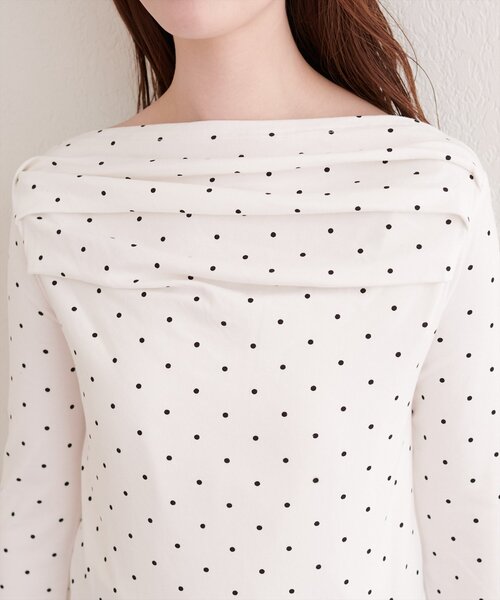 natural couture（ナチュラルクチュール）の「ドット柄ドレーププルオーバー（Tシャツ/カットソー・レディース・ブラック/オフホワイト/チャコールグレー・FREE）」の18枚目の写真