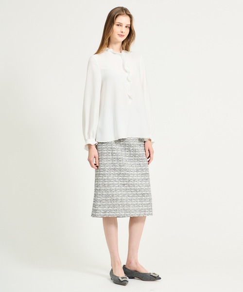 ESTNATION（エストネーション）の「ESTNATION / レイヤードフリルブラウス（シャツ/ブラウス・レディース・ホワイト/ネイビー/ライトベージュ・36/38）」の11枚目の写真