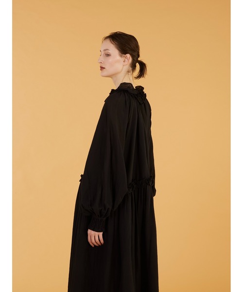 crinkle crinkle crinkle（クリンクルクリンクルクリンクル）の「【crinkle crinkle crinkle】cotton frill coller onepiace/コットンフリルカラーワンピース（ワンピース・レディース・ドット/ブラック・FREE）」の11枚目の写真