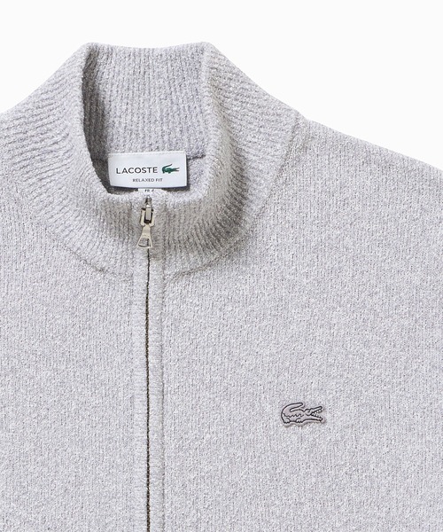LACOSTE（ラコステ）の「ブークレー スタンドジップニットカーディガン / ドライバーズニット（カーディガン/ボレロ・メンズ・オフホワイト/オレンジ/グレー・5/4/3/2）」の6枚目の写真