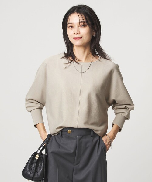 green label relaxing(グリーンレーベルリラクシング)の「ブライト フォルム ドルマン プルオーバー ニット(ニット/セーター・レディース・オフホワイト/ベージュ/ライム・FREE)」の3枚目の写真