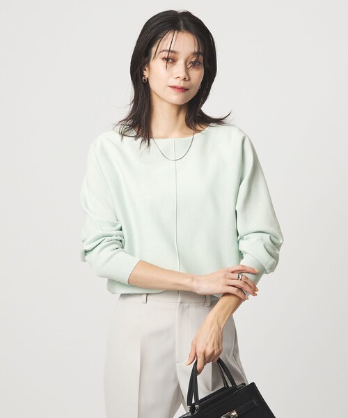 green label relaxing(グリーンレーベルリラクシング)の「ブライト フォルム ドルマン プルオーバー ニット(ニット/セーター・レディース・オフホワイト/ベージュ/ライム・FREE)」の1枚目の写真