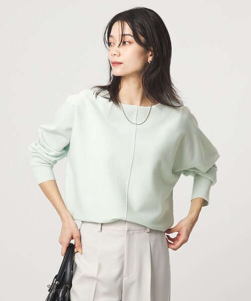 green label relaxing(グリーンレーベルリラクシング)の「ブライト フォルム ドルマン プルオーバー ニット(ニット/セーター・レディース・オフホワイト/ベージュ/ライム・FREE)」の4枚目の写真