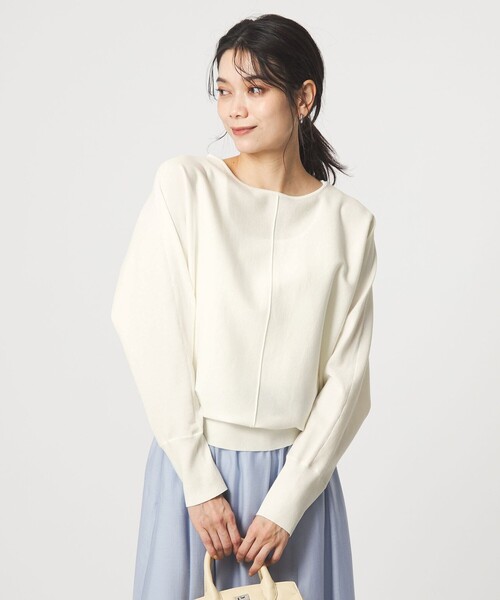 green label relaxing(グリーンレーベルリラクシング)の「ブライト フォルム ドルマン プルオーバー ニット(ニット/セーター・レディース・オフホワイト/ベージュ/ライム・FREE)」の8枚目の写真