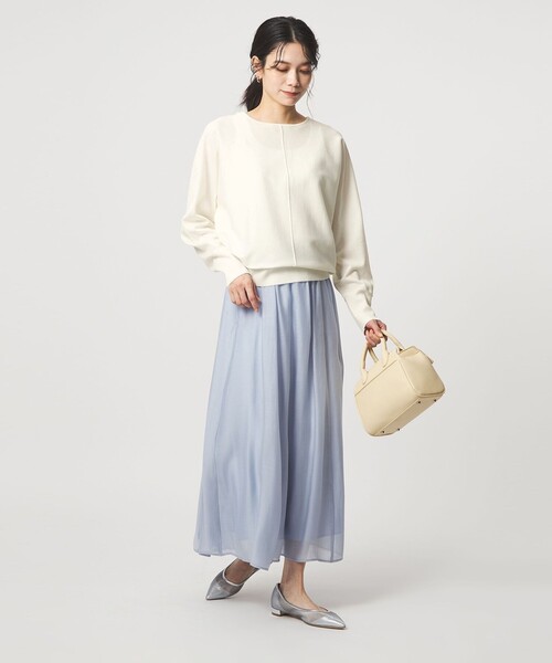 green label relaxing(グリーンレーベルリラクシング)の「ブライト フォルム ドルマン プルオーバー ニット(ニット/セーター・レディース・オフホワイト/ベージュ/ライム・FREE)」の10枚目の写真