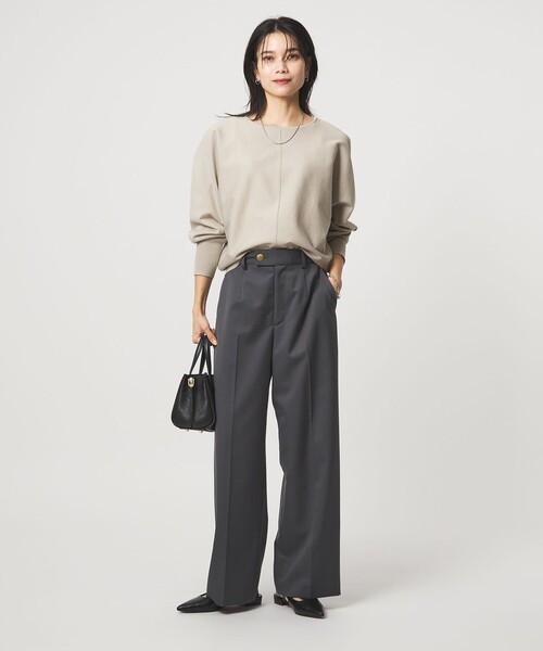 green label relaxing(グリーンレーベルリラクシング)の「ブライト フォルム ドルマン プルオーバー ニット(ニット/セーター・レディース・オフホワイト/ベージュ/ライム・FREE)」の14枚目の写真