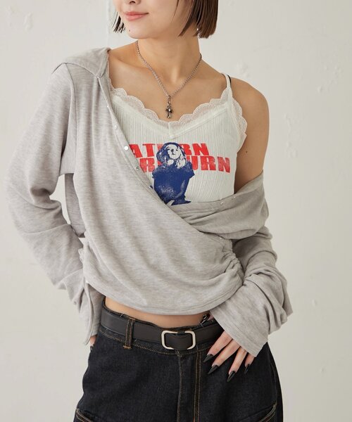 WHO'S WHO gallery(フーズフーギャラリー)の「シャーロットパターンメッシュレースキャミ(キャミソール・レディース・ブラック/ホワイト/イエロー・FREE)」の5枚目の写真