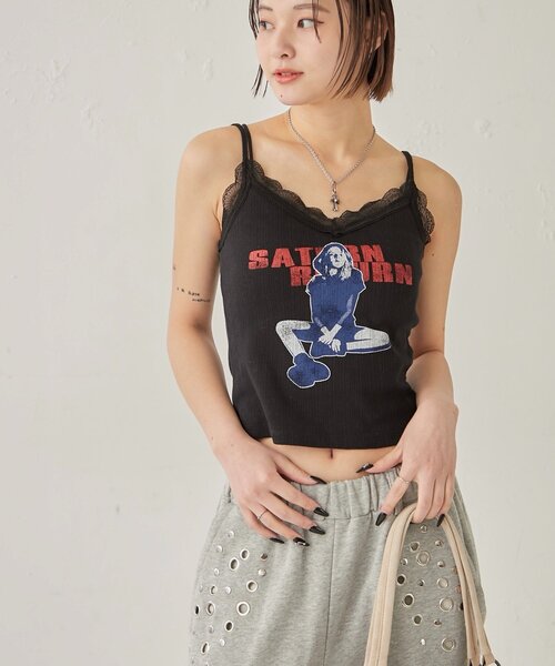 WHO'S WHO gallery(フーズフーギャラリー)の「シャーロットパターンメッシュレースキャミ(キャミソール・レディース・ブラック/ホワイト/イエロー・FREE)」の12枚目の写真