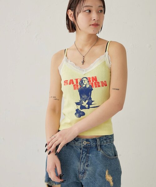 WHO'S WHO gallery(フーズフーギャラリー)の「シャーロットパターンメッシュレースキャミ(キャミソール・レディース・ブラック/ホワイト/イエロー・FREE)」の18枚目の写真