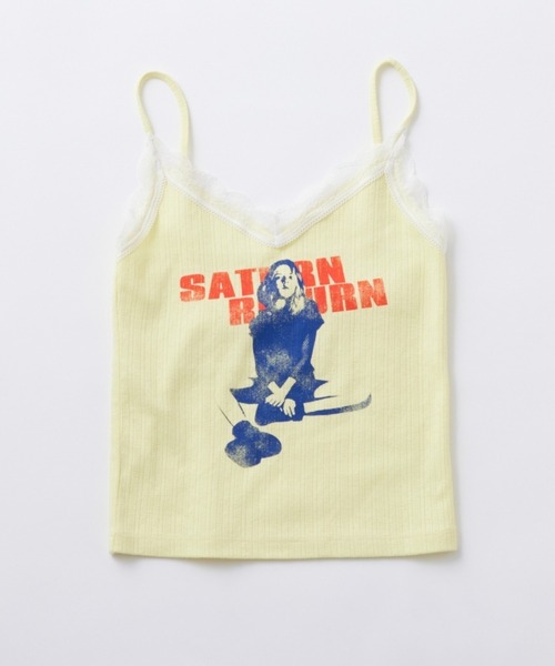 WHO'S WHO gallery（フーズフーギャラリー）の「CHARLOTTE PATTERN MESH LACE CAMI（キャミソール・レディース・ブラック/ホワイト/イエロー・FREE）」の3枚目の写真