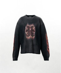 KAMIYA | "CRAYON FLAME" Distressed Long-Sleeve T-shirt(Tシャツ/カットソー)