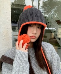 Vipoa（ヴィポア）の「バイカラーボンボンニットキャップ（ニットキャップ/ビーニー）」