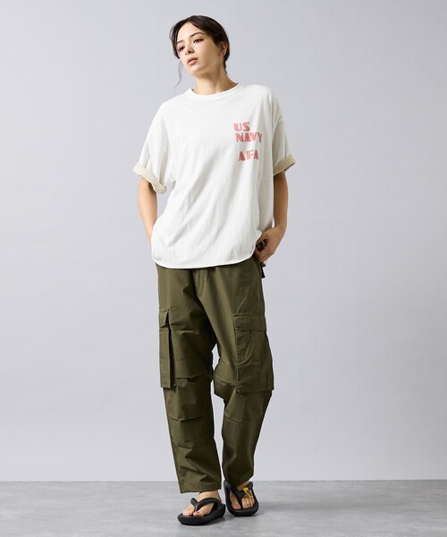 REMI RELIEF(レミレリーフ)の「【REMI RELIEF / レミ レリーフ】 Reversible T-shirt(US NAVY)/リバーシブル/ RN30389119 / ユニセックス(Tシャツ/カットソー・メンズ・オフホワイト/ブラック・XL/L/M)」の4枚目の写真