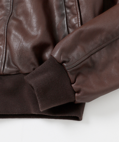 JOURNAL STANDARD（ジャーナルスタンダード）の「ゴート レザー エイジング ジップ フーディ ブルゾン（ライダースジャケット・メンズ・ブラウン・LARGE/MEDIUM）」の11枚目の写真