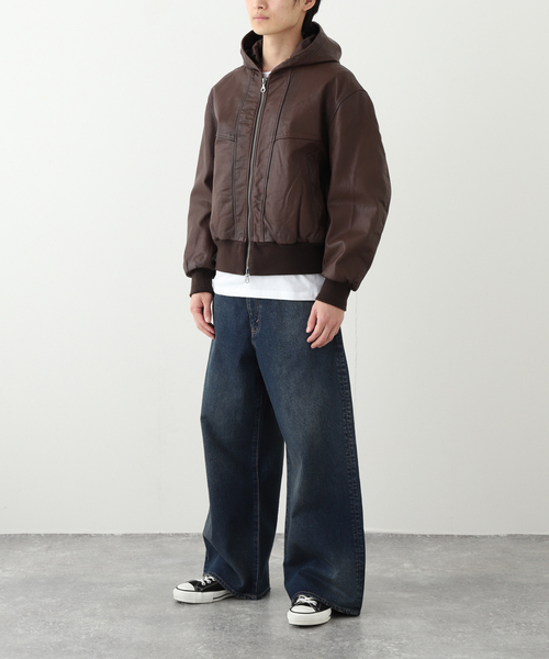 JOURNAL STANDARD（ジャーナルスタンダード）の「ゴート レザー エイジング ジップ フーディ ブルゾン（ライダースジャケット・メンズ・ブラウン・LARGE/MEDIUM）」の19枚目の写真