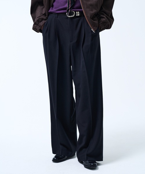 THE BOLDMAN(ザ ボールドマン)の「2tuck Straight Slacks / 2タックストレートスラックス(スラックス・メンズ・ブラック/グレー・LARGE/MEDIUM)」の1枚目の写真