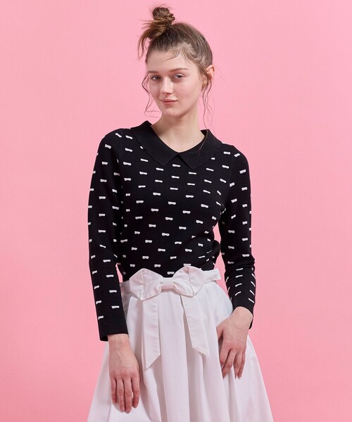 TOCCA(トッカ)の「RIBBON BLOOM プルオーバー(ニット/セーター・レディース・ブラック系/ピンク系・SMALL/MEDIUM)」の1枚目の写真