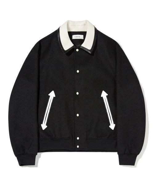 KIIMUIR(キミュア)の「レザー配色スプリングウールカラーブルージョン_ブラック(ブルゾン・メンズ・その他・LARGE/MEDIUM)」の1枚目の写真