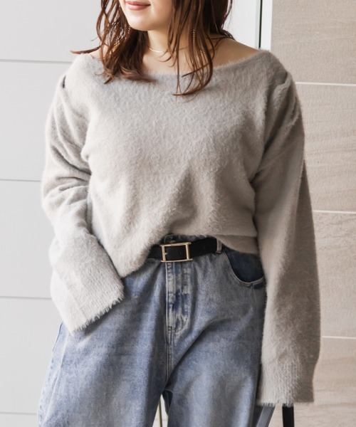 CLETTE(クレット)の「CLETTEオリジナルオフショルシャギーニット(ニット/セーター・レディース・ブラウン/グレー/アイボリー・4L/3L/LL)」の20枚目の写真