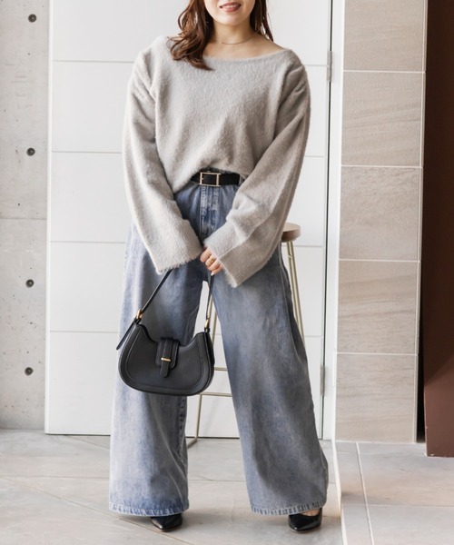 CLETTE(クレット)の「CLETTEオリジナルオフショルシャギーニット(ニット/セーター・レディース・ブラウン/グレー/アイボリー・4L/3L/LL)」の10枚目の写真