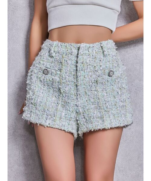 GYDA（ジェイダ）の「Symmetry GYDAラメツイードショートパンツ（その他パンツ・レディース・ブラック/アイボリー/ミント・FREE）」の21枚目の写真