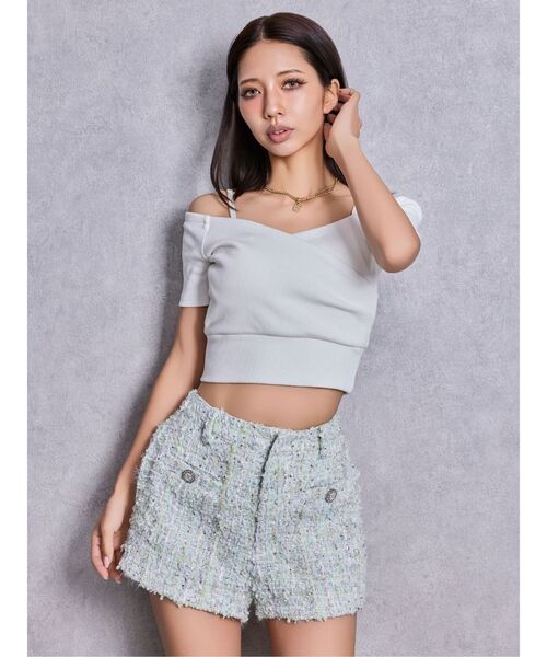 GYDA（ジェイダ）の「Symmetry GYDAラメツイードショートパンツ（その他パンツ・レディース・ブラック/アイボリー/ミント・FREE）」の22枚目の写真