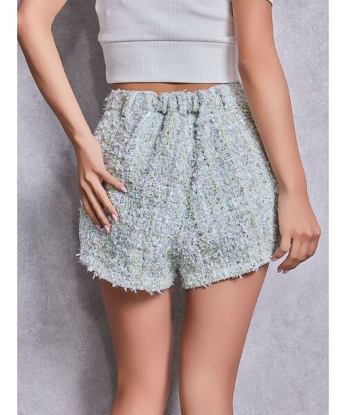 GYDA（ジェイダ）の「Symmetry GYDAラメツイードショートパンツ（その他パンツ・レディース・ブラック/アイボリー/ミント・FREE）」の4枚目の写真